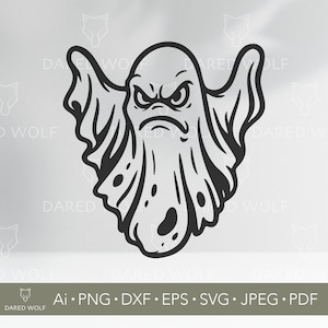 Angry Ghost Vector Art | Halloween SVG for Cricut and Silhouette | Scary Digital File | Spooky Spirit Design for Vinyl Cutting Projects