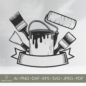 Malerlogo Vektorgrafik | Malwerkzeuge SVG für Cricut und Silhouette | Professionelle Digitale Datei | Decorator Design für Vinyl schneiden
