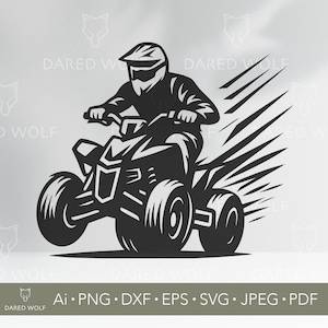 Grafica vettoriale di un pilota di ATV / SVG di un quad per Cricut e Silhouette / File digitale fuoristrada / Design di sport estremi per il taglio di vinile per avventure