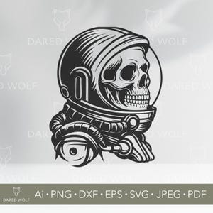 Skull Astronaut SVG: Sci-Fi Skeleton Clipart (Digital File)