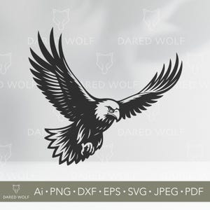Aquila calva in volo, grafica vettoriale / Aquila americana in formato SVG per Cricut e Silhouette / File digitale di uccelli / Design patriottico per il taglio di vinile