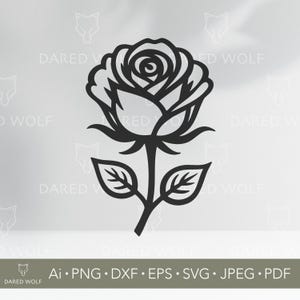 Roze bloem SVG | Elegante bloemenvector voor Cricut en silhouet | Romantisch digitaal bestand | Ontwerp met enkele steel voor knutselen van vinyl