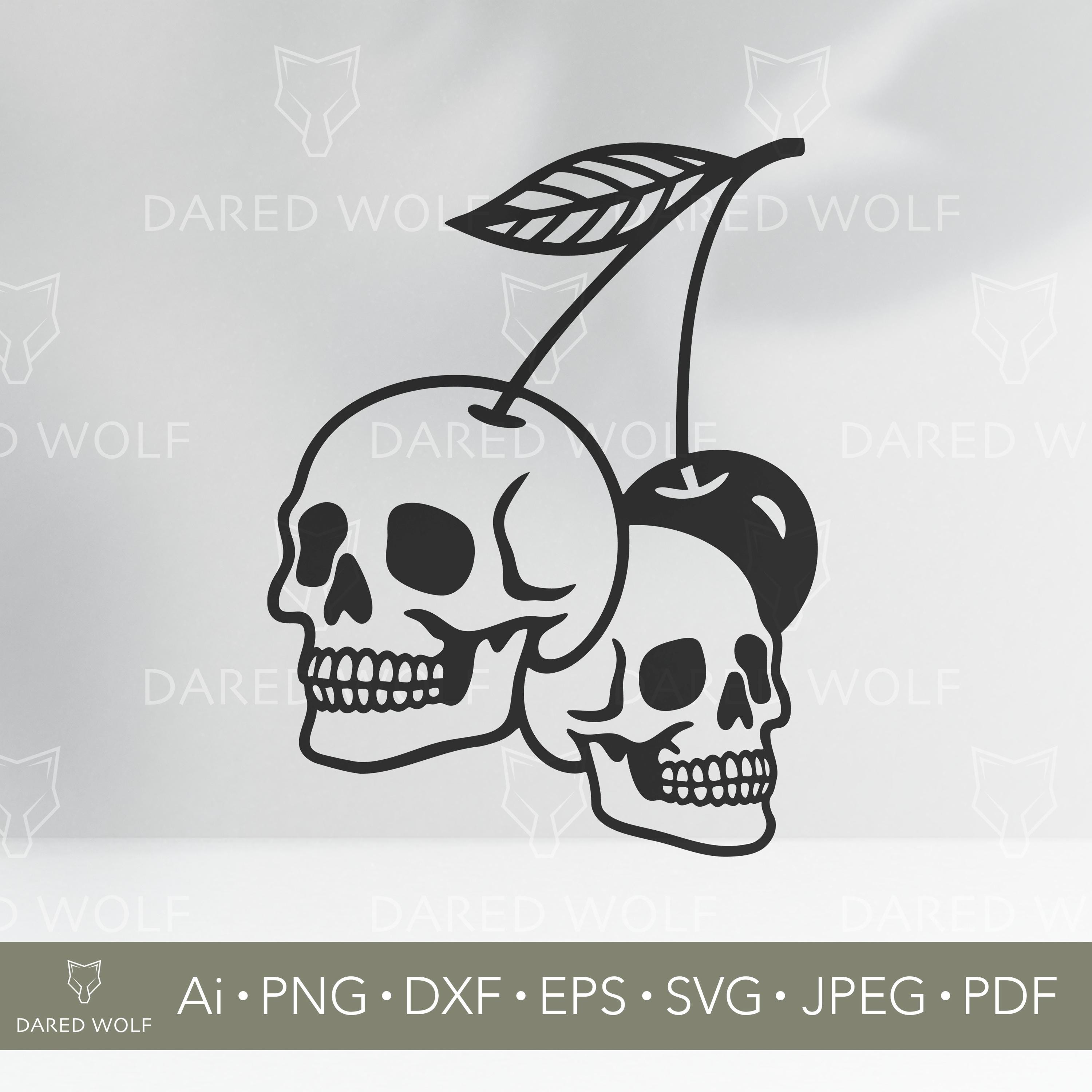 Cherry Skull Vector Art Gothic Fruit SVG for Cricut and