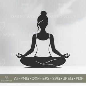 Yoga Woman SVG | Meditation Pose Clipart for Cricut & Silhouette | Zen Mindfulness Digital File for Vinyl Decals And Laser Cutting