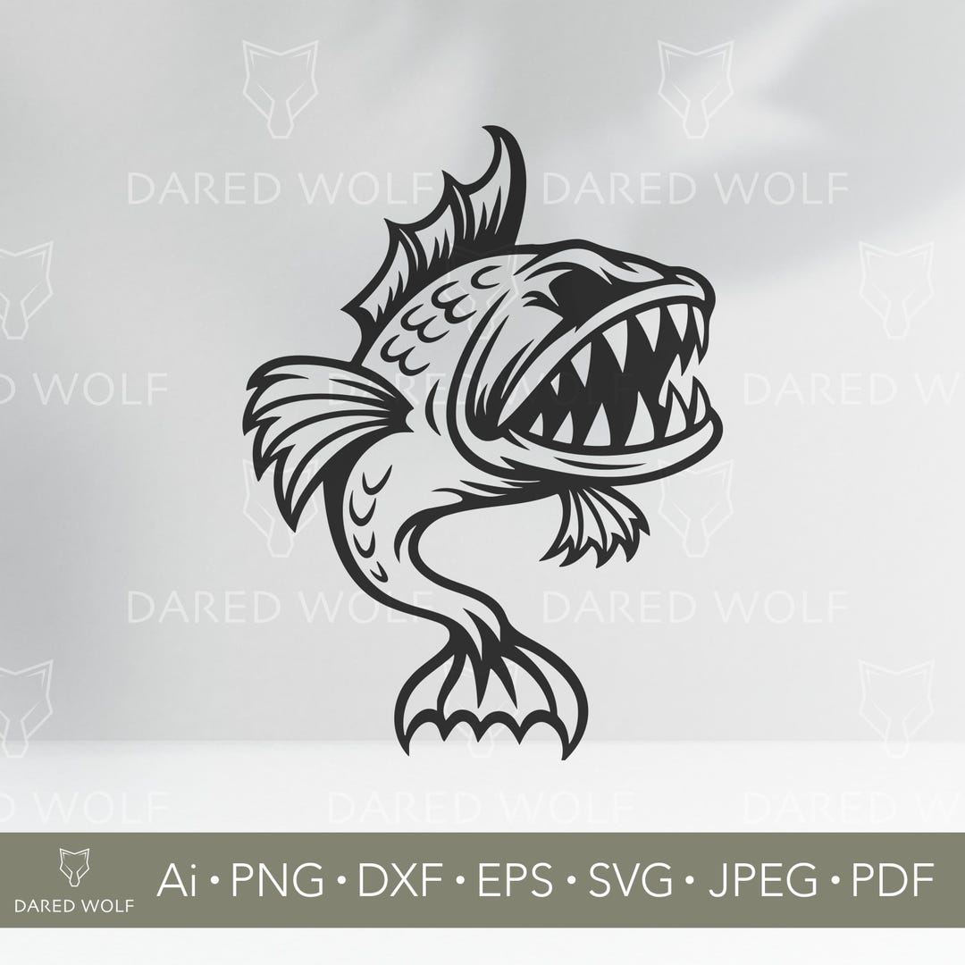 Aggressive Fish SVG: Angry Sea Monster Vector Art for Cricut ...