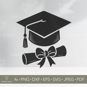 Casquette De Diplôme Clipart vectoriel | SVG diplômé pour Cricut et Silhouette | Fichier numérique du diplôme | Conception de chapeau de fin d'études pour la découpe de vinyle