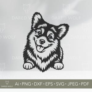 Corgi-hond SVG | Schattige puppyvector voor Cricut en Silhouette | Lasergesneden bestand | Digitaal huisdierontwerp voor vinyl en knutselen