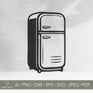 Retro Fridge Vector Art | Vintage Refrigerator SVG Design for Cricut and Silhouette | Kitchen Clipart for Vinyl and Laser Cutting Projects