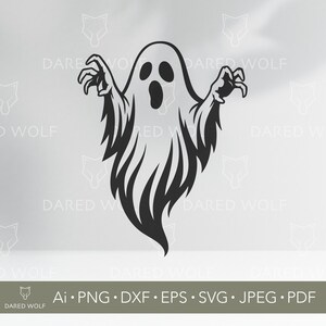 Scary Ghost Vector Art | Creepy Halloween Spirit Design for Cricut and Silhouette | Spooky Haunted Digital Cut File
