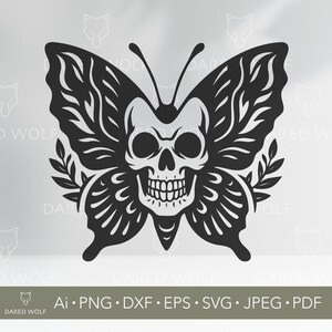 Skull Butterfly Vector Art: Gothic SVG, Cricut Silhouette File