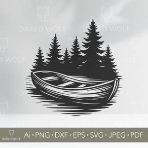 Rustic Rowboat Vector Design: Lake & Forest SVG Clipart (Digital Download