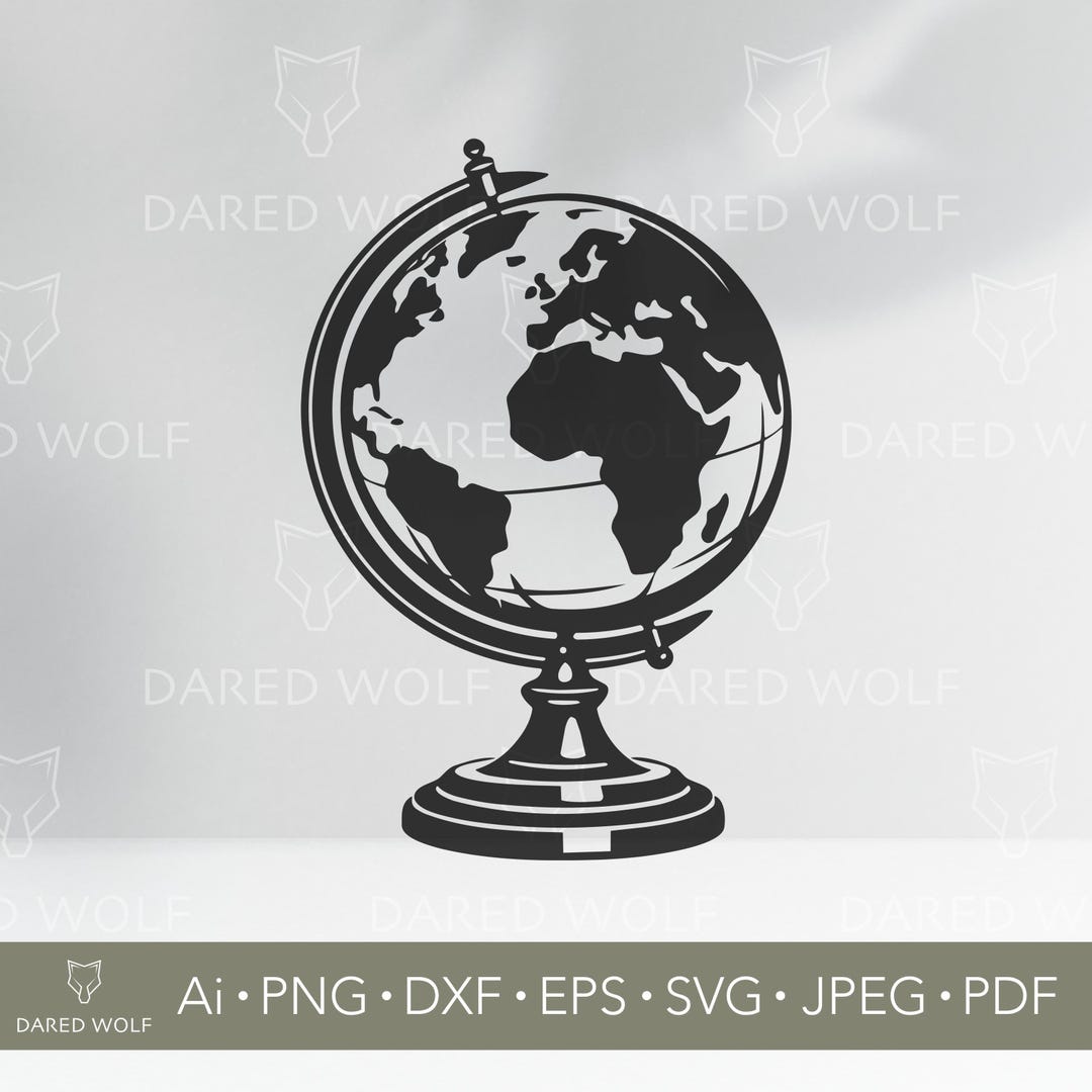 Vintage Globe SVG – World Map Vector Illustration (digital Download) - Etsy