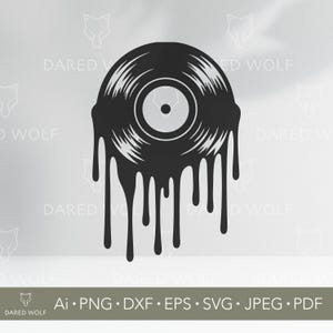 Schmelzende Schallplatte SVG | Retro Musik Clipart für Cricut und Silhouette | Tropfendes DJ Design für Shirts, Aufkleber und Wandkunst