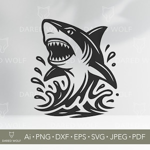 Shark Vector Art | Fierce White Shark SVG for Cricut and Silhouette | Ocean Predator Digital File for Shirts, Tattoos and Vinyl Decals