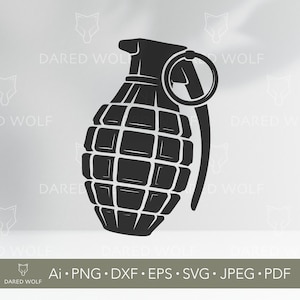 Grenade Silhouette Vector Design: Military Clipart for Cricut, Silhouette (Digital Download