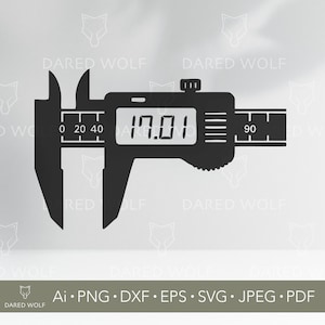 Digital Caliper Vector | Measurement Tool SVG for Cricut and Laser Cutting | Precision Gauge Clipart for Workshop Crafts