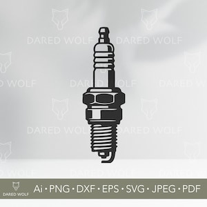 Spark Plug Vector Clipart | Automotive Engine Part SVG for Cricut & Laser Cutting | Garage Decor Digital Design for DIY Projects