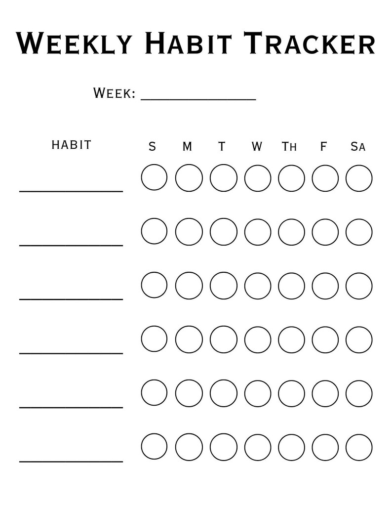 Black and White Weekly Habit Tracker - Etsy