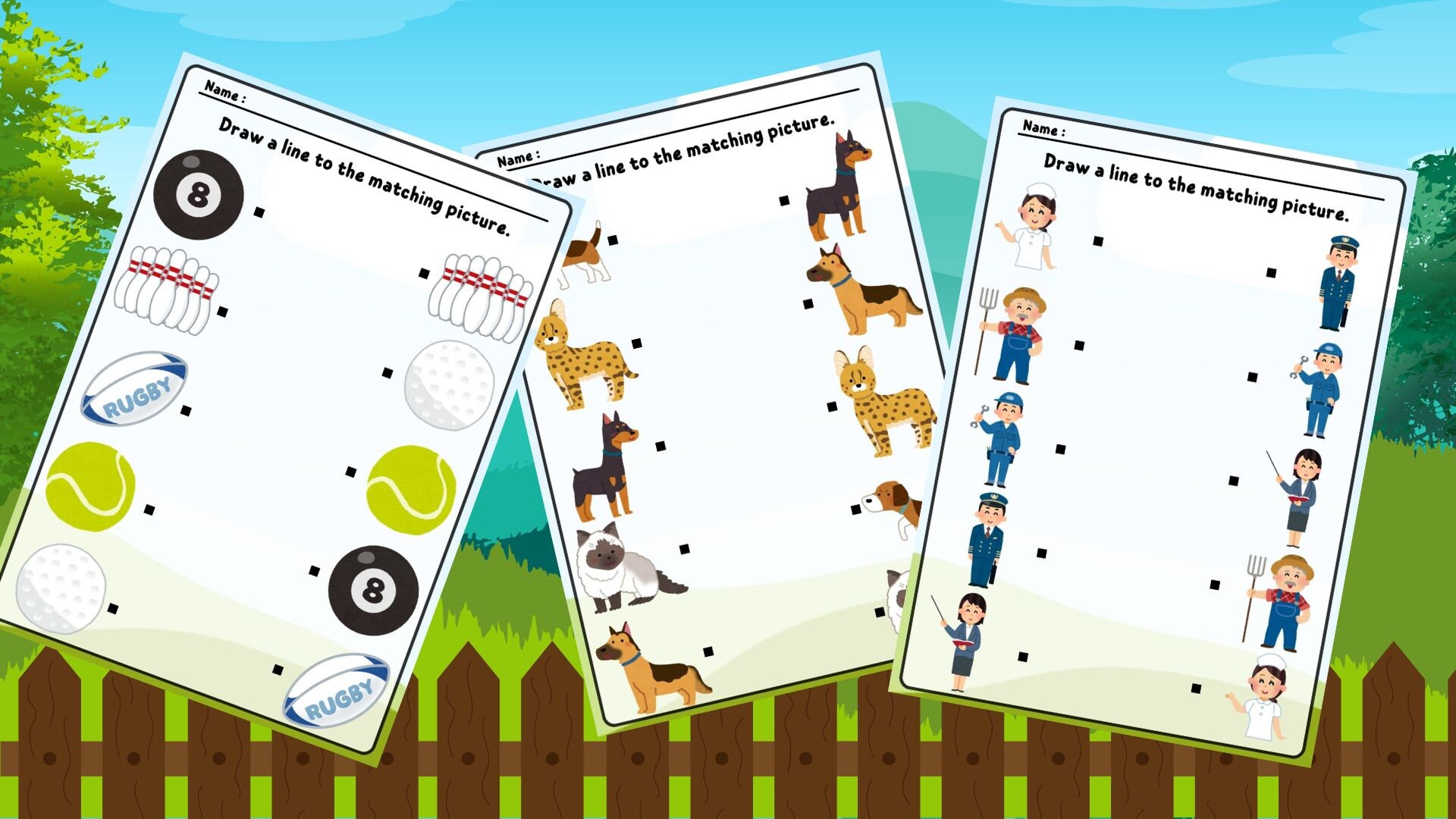 Fun Matching Picture Worksheets for Kids – Educational Activity Book ...