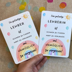 Klappkarte Abschied Schule / großartiger Lehrer / großartige Lehrerin / Danke / Dankeskarte /  mit Umschlag  / DIN A6 / Karte