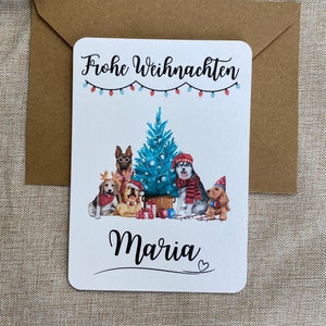 Kerstkaart | gepersonaliseerd met naam | Kerstgroeten | Kerstwenskaart ansichtkaart DIN A6 | Vouwkaart | grappig | grappig | honden