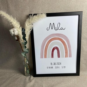 Geburtsposter | Personalisierbares Namensposter | Baby | Geburtsgeschenk | Taufe | Babyparty | Enkelkind | Geburtstafel | Druck mit Rahmen