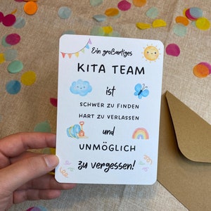 Klappkarte Abschied Kindergarten / großartiges Kita Team / Schulanfang / Erzieher / Erziehrin / Dankeskarte / Danke / DIN A6 / Karte