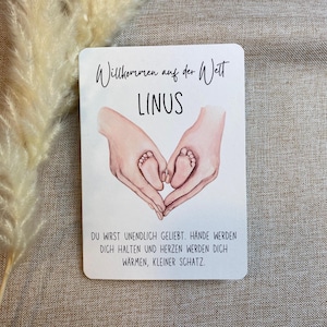 Tarjeta plegable personalizada para el nacimiento | Tarjeta de felicitaciones | Regalo de nacimiento | Tarjeta DIN A6 | Niño/niña/unisex | Tarjeta de bebe con nombre