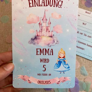 Einladungskarten Kindergeburtstag | Prinzesinnen Geburtstag | Personalisiert mit Namen | Prinzessin Einladung  Einladungskarte zum Ausfüllen