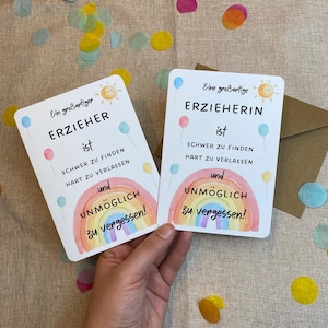 Carte pliante d'adieu garderie | Adieu à la maternelle | grand éducateur | grand éducateur | Merci | Carte de remerciement | Carte A6 + enveloppe