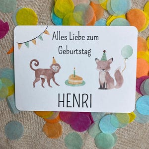 Carte pliante pour l'anniversaire d'un enfant / carte de félicitations / cadeau pour l'anniversaire d'un enfant / personnalisée avec son nom / fête / carte personnalisable