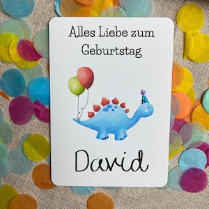 Carte pliante Dino anniversaire enfant / carte de félicitations / cadeau pour l'anniversaire d'un enfant / personnalisé avec nom / célébration / personnalisable