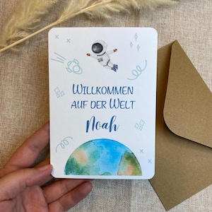 Gepersonaliseerde vouwkaart voor de geboorte | Gefeliciteerd kaart | Geboortecadeau | Kaart A6 | Jongen/meisje/unisex | Babykaartje met naam