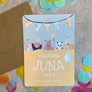 Einladungskarten Kindergeburtstag | Tier Geburtstag | Einladung personalisiert mit Namen und Alter | Einladungskarte zum Ausfüllen