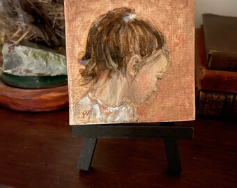 Original Oil Painting by Joanna Thomas / Portrait of a Young Girl / Miniature Painting