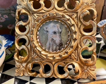 Miniature Greyhound Dog Oil Painting - Framed Figurative Art