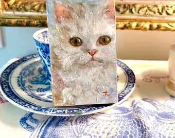 Original Oil Painting / by Joanna Thomas / Figurative Art / Mini painting/ Cat