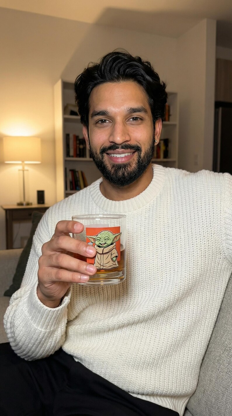 Vaso de whisky Grogu Cheers Character Rocks Glass / Vaso de whisky de 295 ml (10 oz) imagen 2