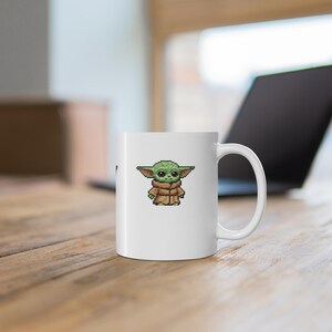 Pixel Grogu Mug | Cute Retro Pixel Art Coffee Cup image 6