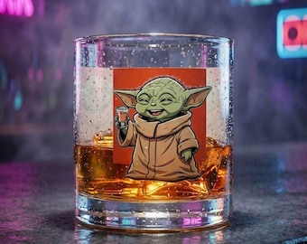 Grogu Cheers Character Rocks Glass | 10oz Whiskey Tumbler