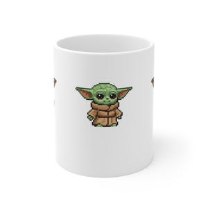 Pixel Grogu Mug | Cute Retro Pixel Art Coffee Cup image 2