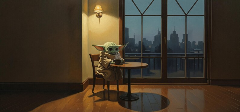 Taza Grogu in Cafe / Taza de café de cerámica negra imagen 2