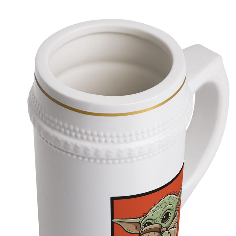Grogu holding mug Stein Mug | Cute Grogu illustration image 2
