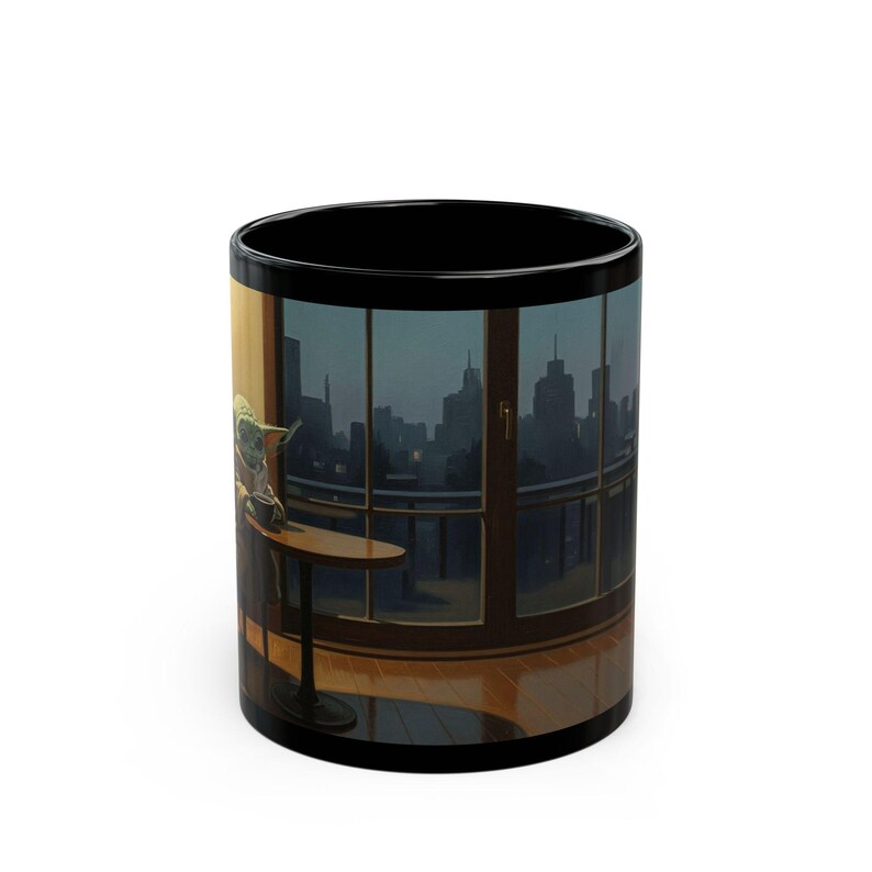 Taza Grogu in Cafe / Taza de café de cerámica negra imagen 4