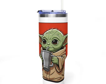 Grogu Holding Mug Tumbler | 40oz Vacuum Tumbler