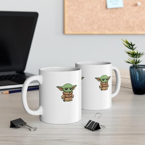 Pixel Grogu Mug | Cute Retro Pixel Art Coffee Cup image 1