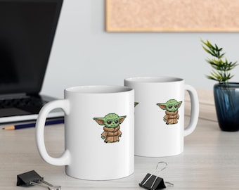 Taza Pixel Grogu / Bonita taza de café retro con diseño pixelado