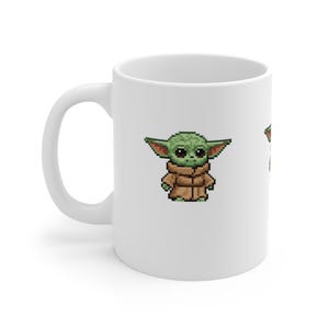 Pixel Grogu Mug | Cute Retro Pixel Art Coffee Cup image 3
