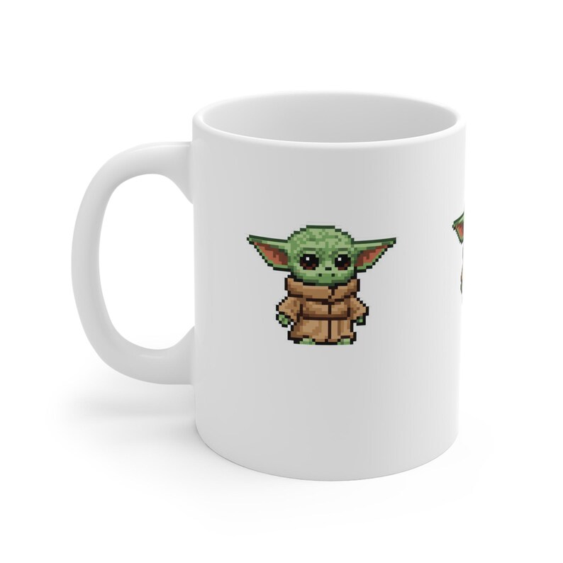 Pixel Grogu Mug | Cute Retro Pixel Art Coffee Cup image 3