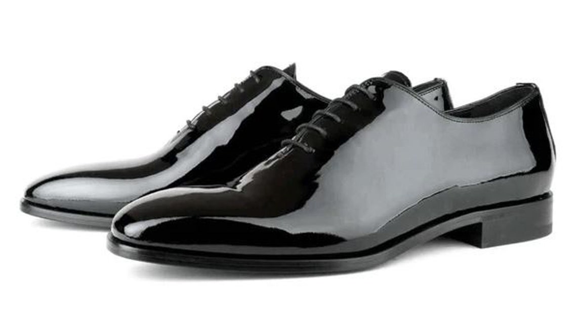 Handmade Black Color Original Patent Leather Stylish Whole Cut Oxfords ... - Comfortable Black Patent Leather Oxfords For Spring Celebrations